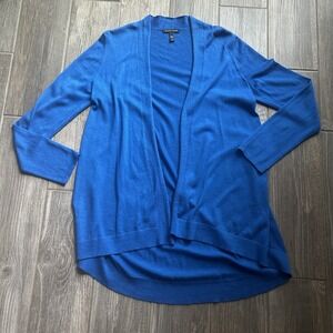 Eileen Fisher Blue Knit‎ Open Front Cotton Silk Blend Cardigan Sweater XS TP